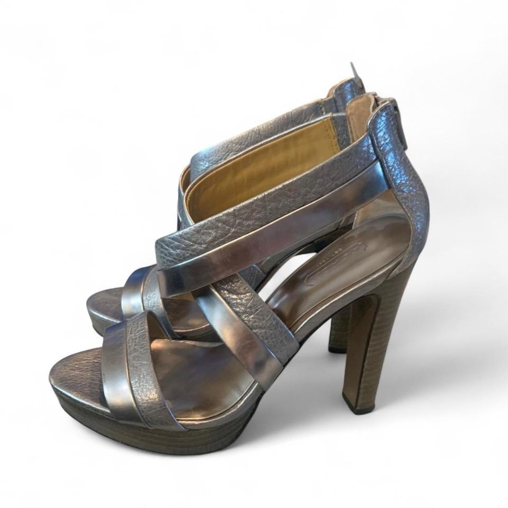 Metallic Silver Strappy High-Heel Sandals for Women